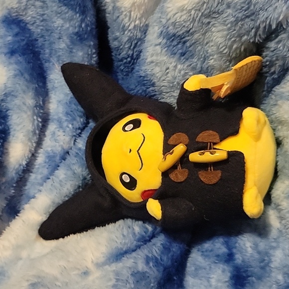 Handcrafted Altered Pokémon Pikachu 5 in with hooded jacket and attached basket - Picture 1 of 4